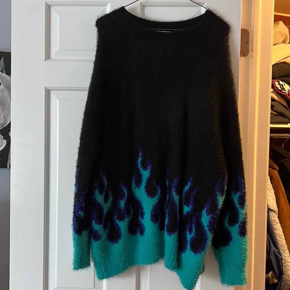 Adika Blue & Green Flame Sweater